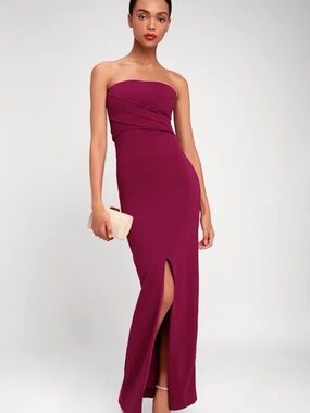 Lulu's Strapless Maxi Gown in Plum Sz XS NWT